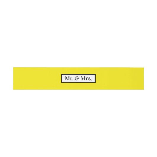 Bandeau De Faire-part Moderne simple rétro jaune M. + Mme. (Plat)