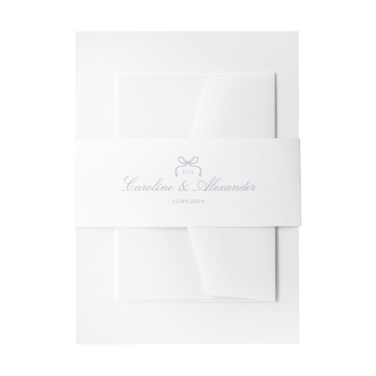 Bandeau De Faire-part Monogram Blue Bow Wedding (Devant example)