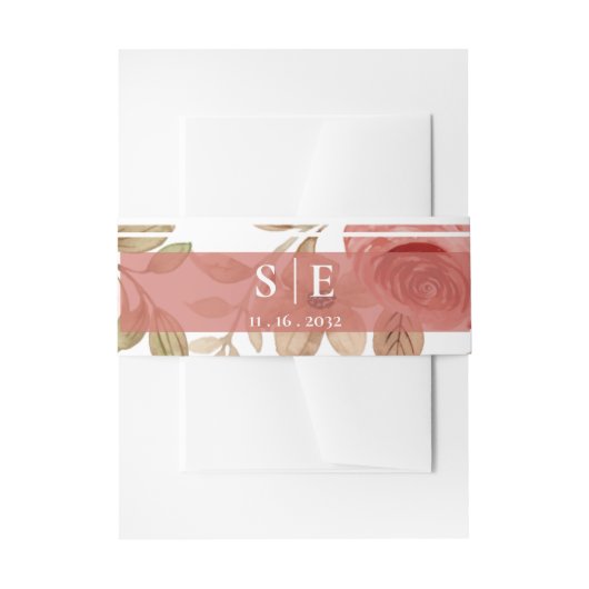 Bandeau De Faire-part Monogram Initials Blush Floral Wedding  (Devant example)