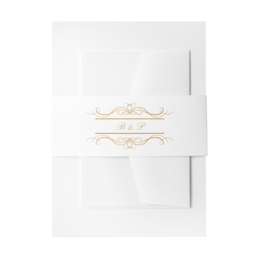 Bandeau De Faire-part Monogram Modern Elegant Gold Swirl Wedding (Devant example)