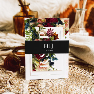 Bandeau De Faire-part Monogram Moody Bourgogne Noir Mariage noir