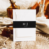 Bandeau De Faire-part Monogram Moody Bourgogne Noir Mariage noir