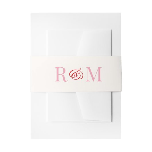 Bandeau De Faire-part Monogramme Ampersand Mariage rose rouge (Devant example)
