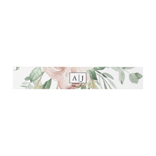 Bandeau De Faire-part Monogramme avec Mariage floral transparent (Plat)