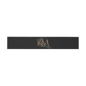 Bandeau De Faire-part Monogramme Black Gold moderne Mariage simple (Plat)
