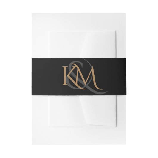 Bandeau De Faire-part Monogramme Black Gold moderne Mariage simple (Devant example)
