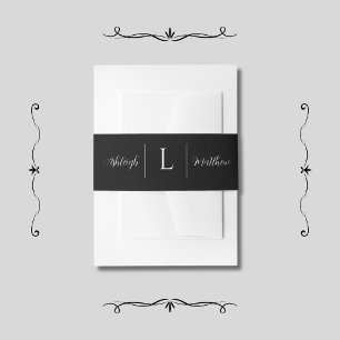 Bandeau De Faire-part Monogramme Black Mariage Belly Band