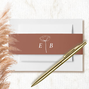 Bandeau De Faire-part Monogramme blanc en terre cuite Accent floral init