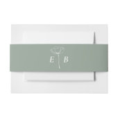 Bandeau De Faire-part Monogramme blanc vert Sage Accent floral initial (Devant Example)