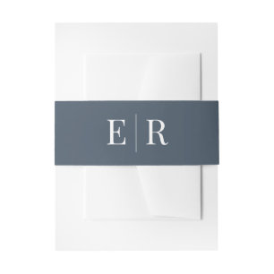 Bandeau De Faire-part Monogramme Bleu Ardoise Minimaliste Moderne