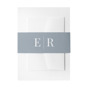 Bandeau De Faire-part Monogramme bleu foncé minimaliste moderne