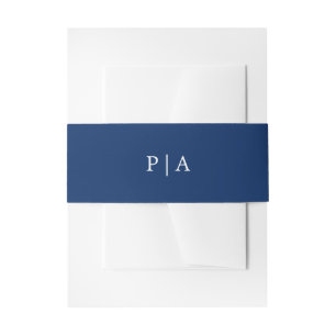 Bandeau De Faire-part Monogramme Bleu Marine Mariage Simple