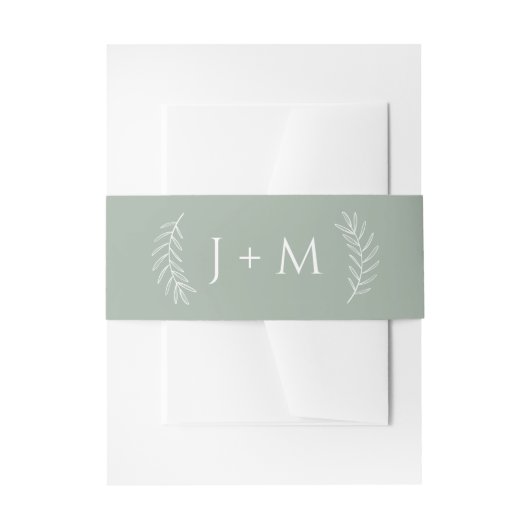 Bandeau De Faire-part Monogramme botanique vert de Boho Sage (Devant example)