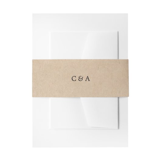 Bandeau De Faire-part Monogramme Brown simple Mariage rustique (Devant example)