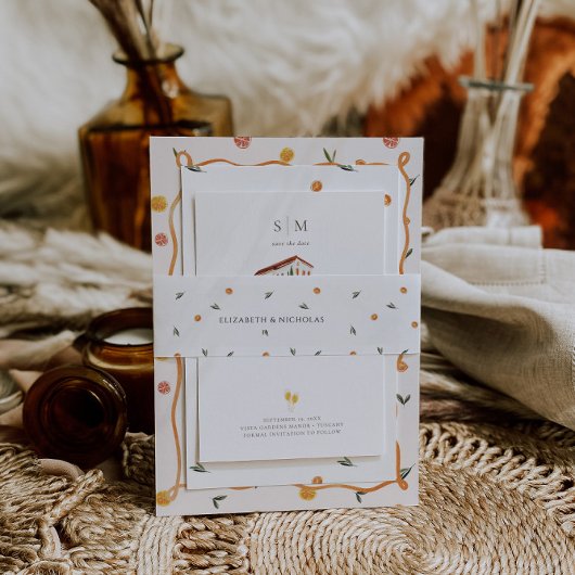 Bandeau De Faire-part Monogramme Citrus | Mariage Amore & Aranci