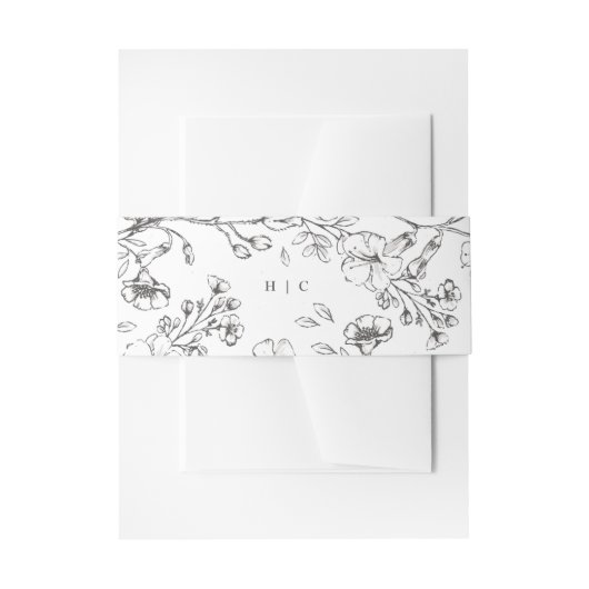 Bandeau De Faire-part Monogramme Classique Botanique Florales Mariage (Devant example)