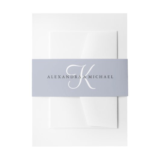 Bandeau De Faire-part Monogramme classique moderne | Dusty Blue Mariage (Devant example)