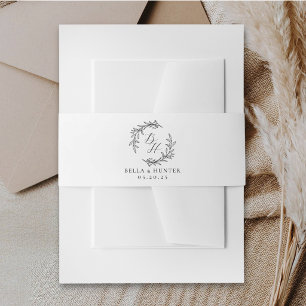 Bandeau De Faire-part Monogramme Couronne Classique de Mariage