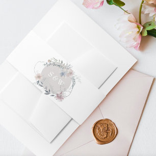 Bandeau De Faire-part Monogramme d'aquarelle romantique à couronne flora