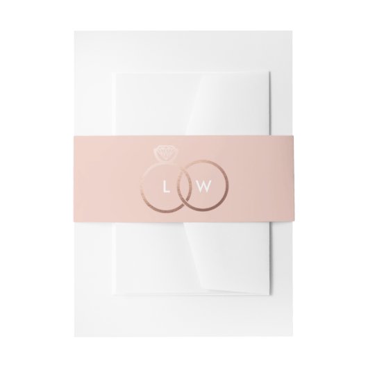 Bandeau De Faire-part Monogramme de bague Mariage en or brillant et Rose (Devant example)
