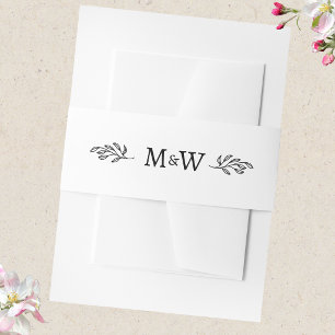 Bandeau De Faire-part Monogramme de couple de mariage Élégant Botanique