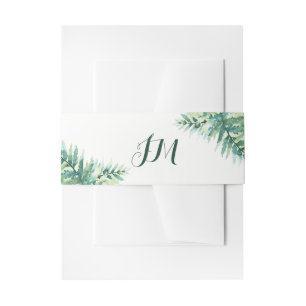 Bandeau De Faire-part Monogramme de fougère verte