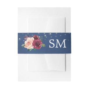 Bandeau De Faire-part Monogramme de la marine Blush Bourgogne Rose Maria