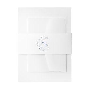 Bandeau De Faire-part Monogramme de lune de mariage élégant céleste