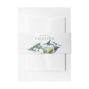 Bandeau De Faire-part Monogramme de mariage aquarelle de montagne rustiq
