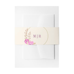 Bandeau De Faire-part Monogramme de mariage floral ivoire et rose