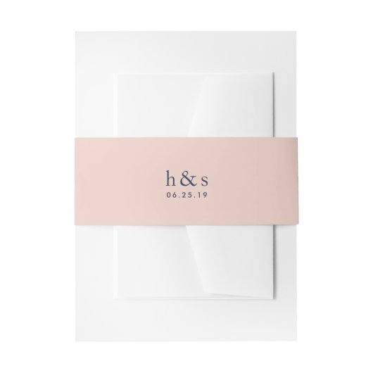 Bandeau De Faire-part Monogramme de Mariage rose et marine (Devant example)