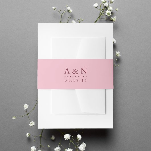 Bandeau De Faire-part Monogramme de Mariage rose et prune