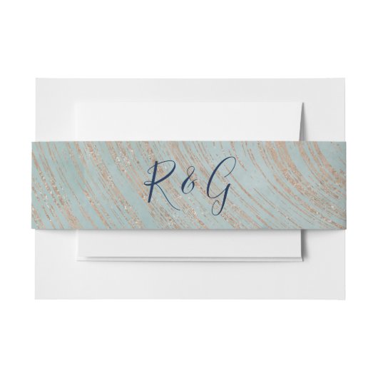 Bandeau De Faire-part Monogramme Design en marbre bleu et cuivre (Devant Example)
