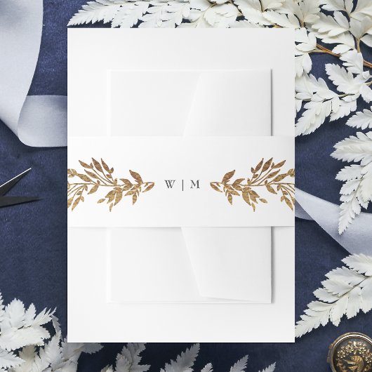 Bandeau De Faire-part Monogramme d'or classique Mariage de crête botaniq