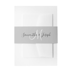 Bandeau De Faire-part Monogramme élégant moderne noir blanc et gris clai