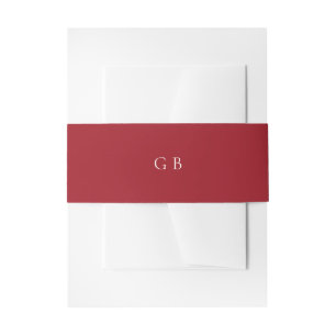 Bandeau De Faire-part Monogramme Élégant Rouge Rubis Mariage Moderne