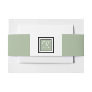 Bandeau De Faire-part Monogramme Laurel Green