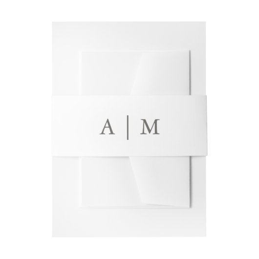 Bandeau De Faire-part Monogramme Mariage blanc et gris simple (Devant example)