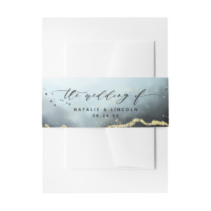 Bandeau De Faire-part Monogramme Mariage bleu Ethereal Mist Ombre Navy