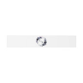 Bandeau De Faire-part Monogramme Mariage de couronne bleu marine florale (Plat)