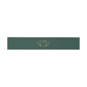 Bandeau De Faire-part Monogramme Mariage Emerald Green Gold Leaf (Plat)