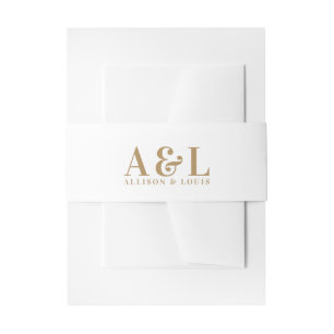 Bandeau De Faire-part Monogramme mariage minimaliste or blanc
