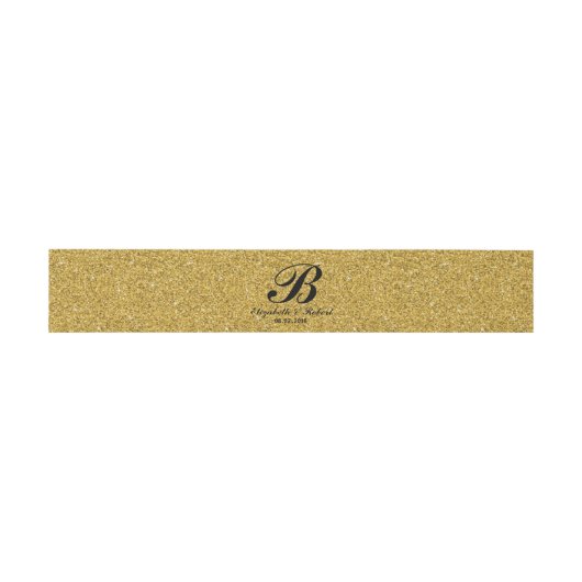 Bandeau De Faire-part Monogramme Mariage noir et or (Plat)