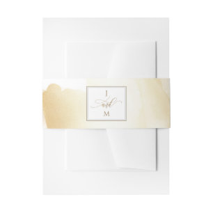 Bandeau De Faire-part Monogramme Mariage pour pinceau jaune or