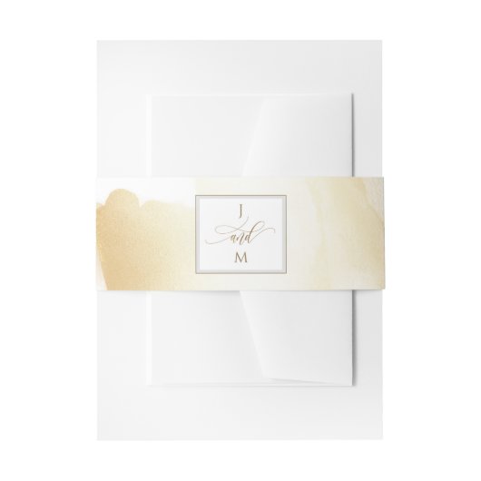 Bandeau De Faire-part Monogramme Mariage pour pinceau jaune or (Devant example)