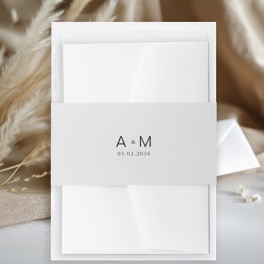Bandeau De Faire-part Monogramme Minimal Gris