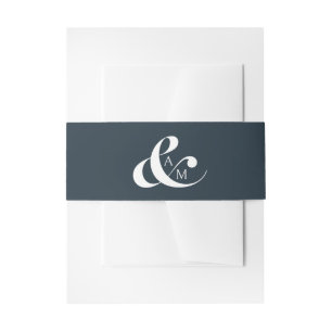 Bandeau De Faire-part Monogramme minimaliste Ampersand bleu marine