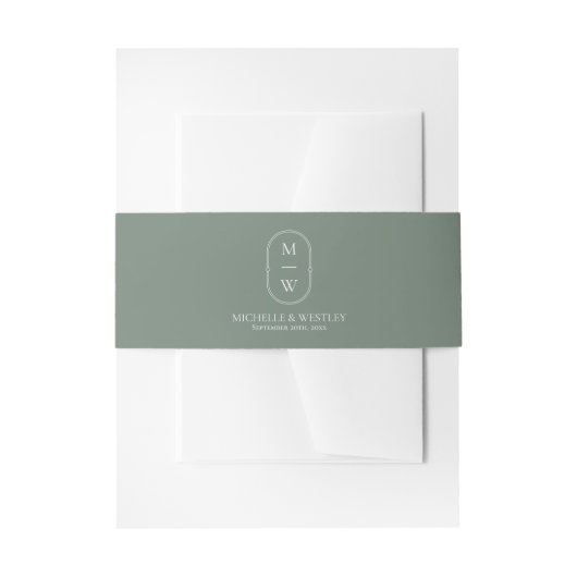 Bandeau De Faire-part Monogramme minimaliste Mariage vert (Devant example)