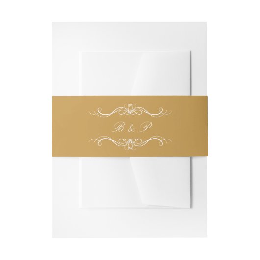 Bandeau De Faire-part Monogramme Moderne Élégant Script Or Mariage (Devant example)