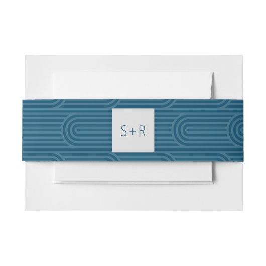 Bandeau De Faire-part Monogramme moderne Turquoise Arc Invitation Bande  (Devant Example)